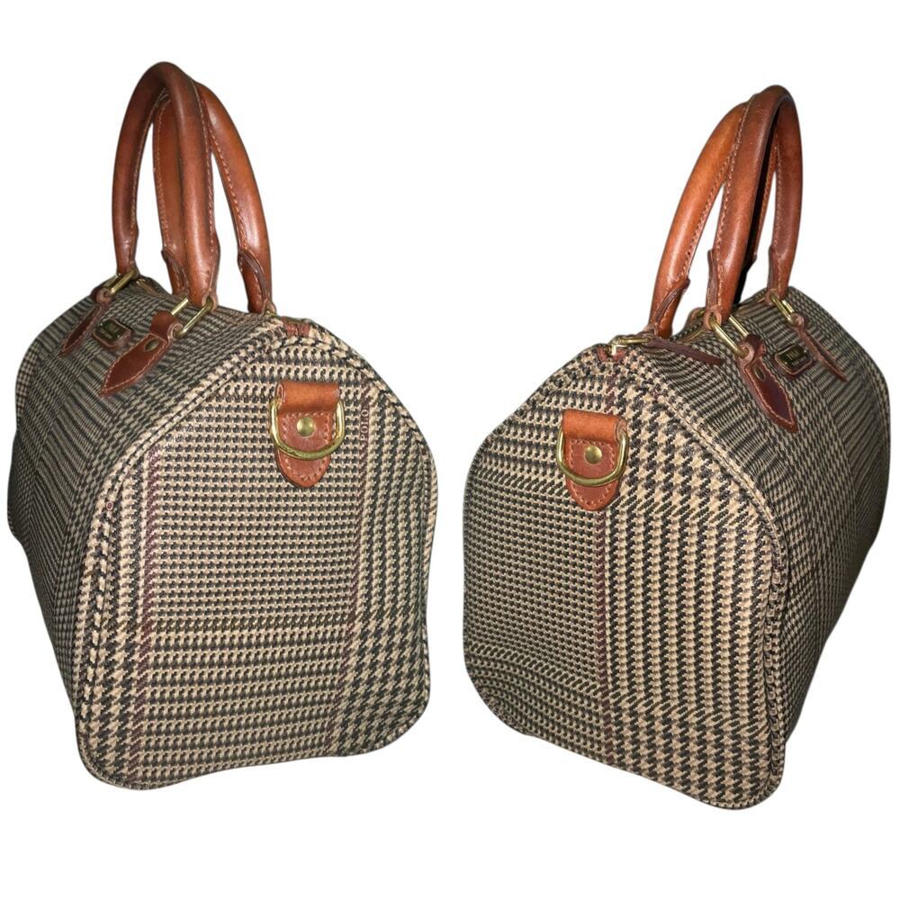 Polo Ralph Lauren Vintage Boston Duffel Top Handle Houndstooth Travel Bag - Picture 4 of 16
